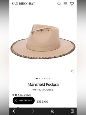 San Diego Hat Company Mansfield Fedora in Beige with Brown Trim